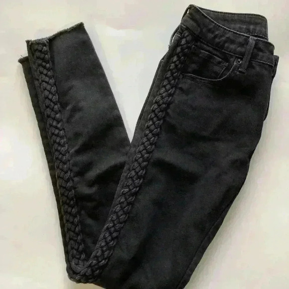 DRIFTWOOD Braided Intertwined Jackie Trim Raw-hem Slim P4409A Skinny Jeans 28/28 - Picture 3 of 13